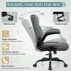 Leather Office Chair, PU Home Computer Desk Chairs with Ergonomic Back Support,
