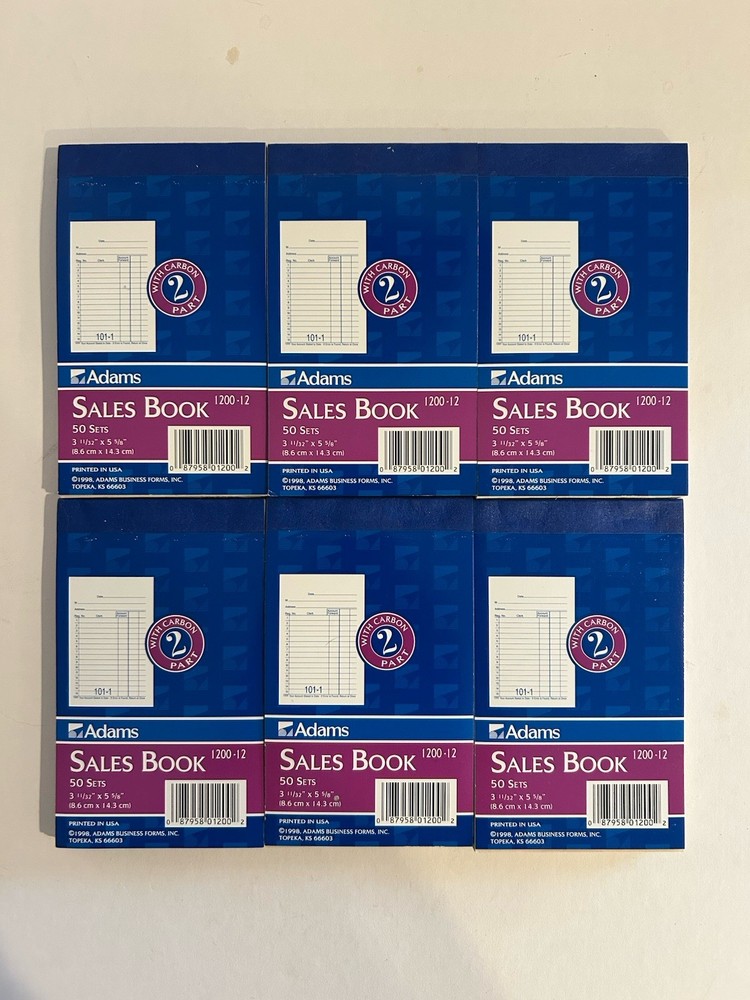Lot Of 6 Adams Sales/Order Book 2 Part WITH CARBON 1200-12 50sets Per Book