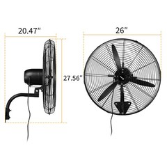 26″ Wall Mount Fan Oscillating Industrial 9299CFM BLDC Motor Heavy Duty Garage