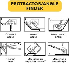 Compact Hand-Powered Protractor for Sloped, Inside & Outside Angles – Yellow