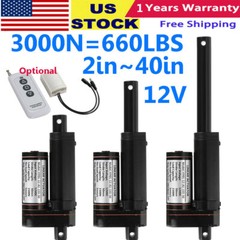 12V Linear Actuator Heavy Duty Long Stroke 2″~40″ 660lbs Waterproof Fast Speed