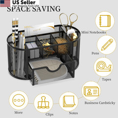 SUPEASY Mesh Desk Organizer, Accessories & Workspace Obsidian Black