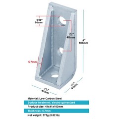 4 Pack Gusseted Fitting for 1-5/8″ Strut Channel L Corner Bracket