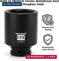 3/4in Drive Deep Impact Socket 1-7/8in SAE 6 Point CR-MO Axle Nut