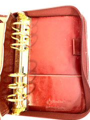 FRANKLIN COVEY Red Leather Zippered Compact Binder