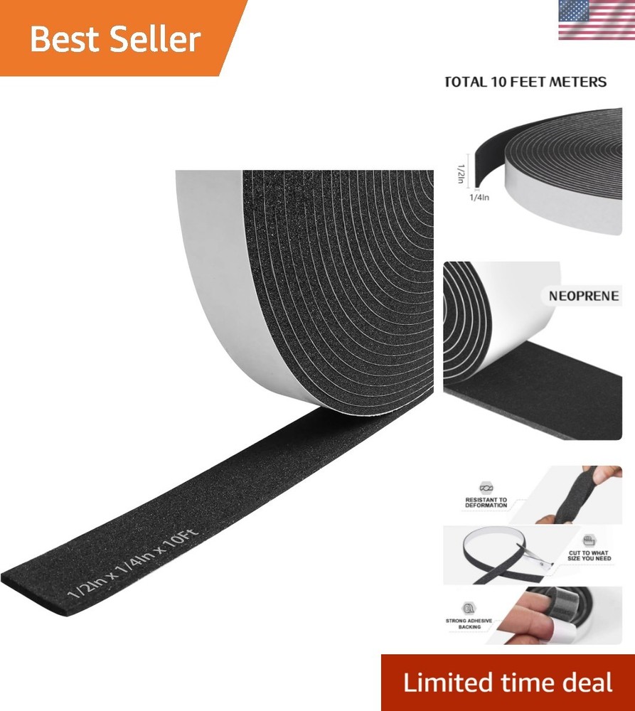 Flexible Self-Adhesive Weather Seal Strip 1/2in x 1/4in – Perfect for Home Use