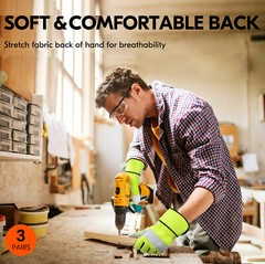 Vgo 3Pairs High Dexterity Goat Leather Palm Light Duty Work Gloves (GA7673)