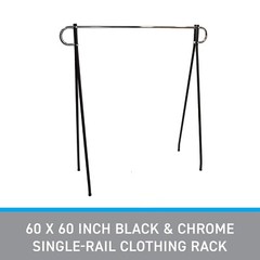 Clothing Rack Black & Chrome Single Rail Retail Storage Garment Salesman 60 x 60