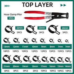 227Pcs 6-38Mm Spring Band Hose Clamp Assortment Kit with Swivel Flat Band Fuel H