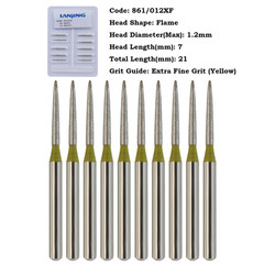 LANJING Dental Diamond Burs FG Flame Shape High Speed Bur Fine Grit 861 862 863