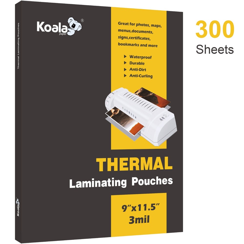 300 PK Bulk KOALA Thermal Laminating Pouches 9″x11.5″ Clear 3Mil Laminate Sheets