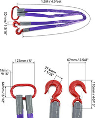 Lifting Slings Straps with Hooks – 5 Feet, 4409 Pounds Capacity, 2 Pack Polyeste