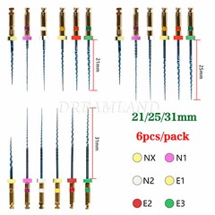 6Pcs SANDENT Dental Endo Files Root Canal Endodontic NITI Rotary File 21/25/31MM