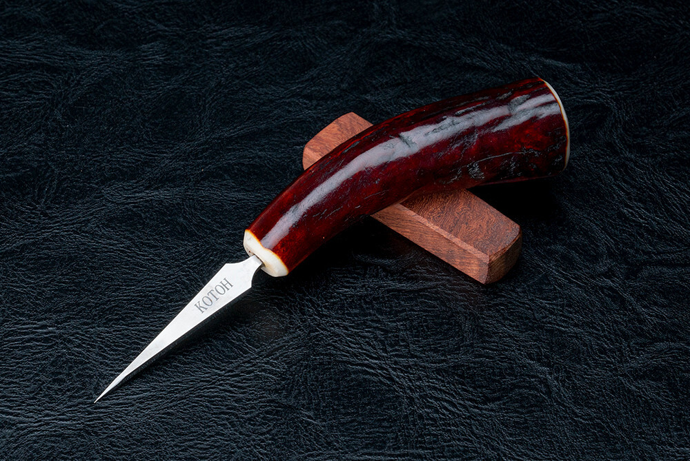 Kotoh Knife Works 5.51″ Kotoh-I Ice Pick Stag Horn Handle w/ Wood Sheath
