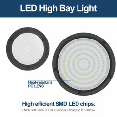 6Pcs 300W UFO LED High Bay Light 120° Work Shop Factory Warehouse Lighting 6000K