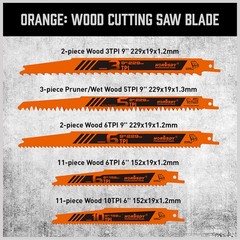 34Pc Wood Metal Reciprocating Saw Blade Set Sheet Cutting 2-24TPI With Pouch New