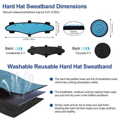 Washable Reusable Hard Hat Top Pads and Sweatbands Safety Helmet Accessories