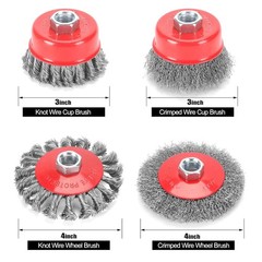12 Pack Wire Wheel Brush for Angle Grinder, 6Pcs 4” Wheel Brushes, 6Pcs 3” Cup B