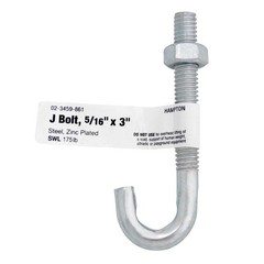 Hampton 02-3459-861 Zinc-Plated Steel J-Bolt 5/16×3 L in. with Nut (Pack of 10)