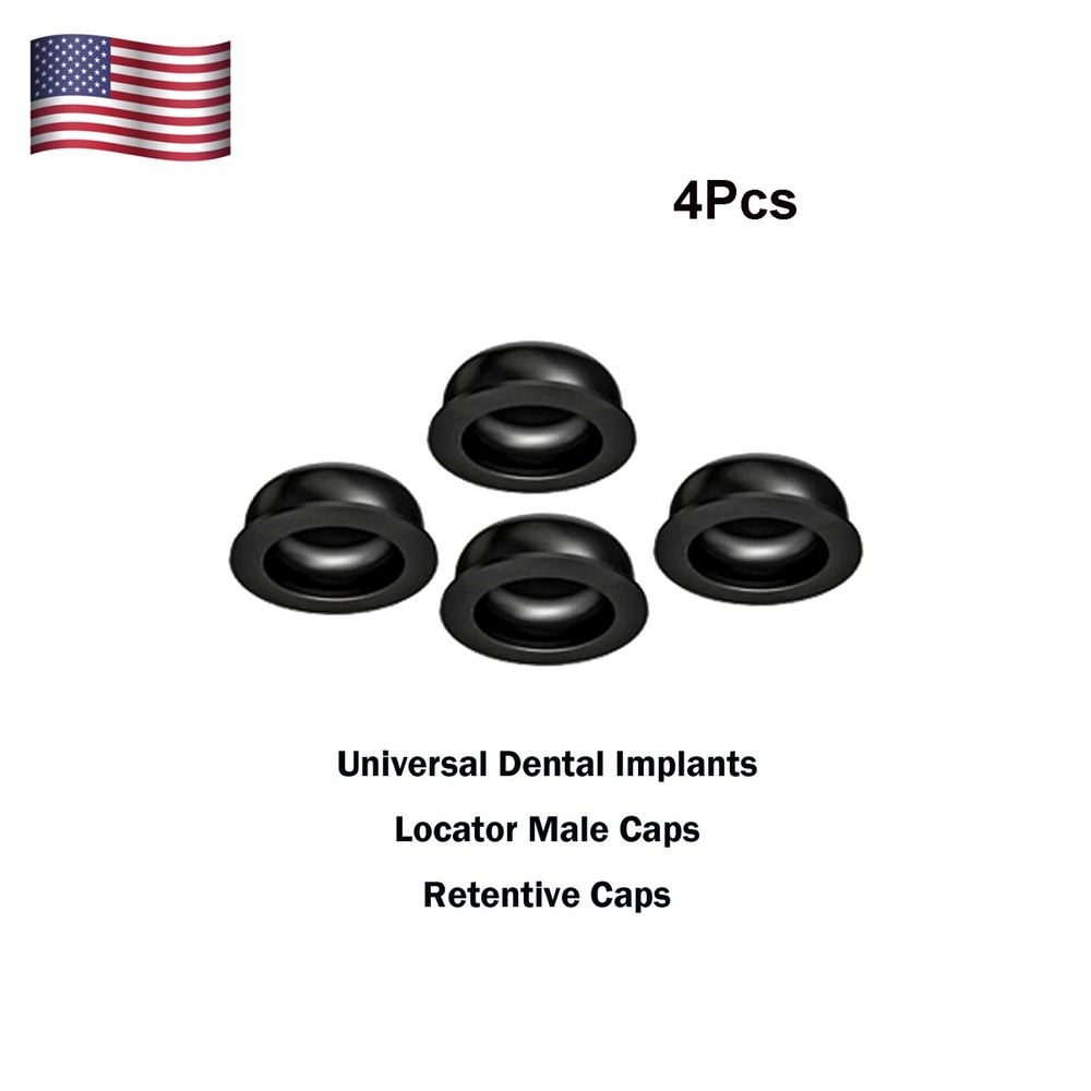 Dental 4PCS Locator Overdenture Lab Retention Black Caps fits Locator Abutments