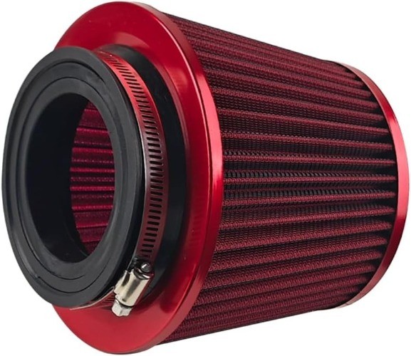 Car Clamp-On Air Intake Filter, 3 In 3.5In 4 In Round Tapered Vehi Color: Red