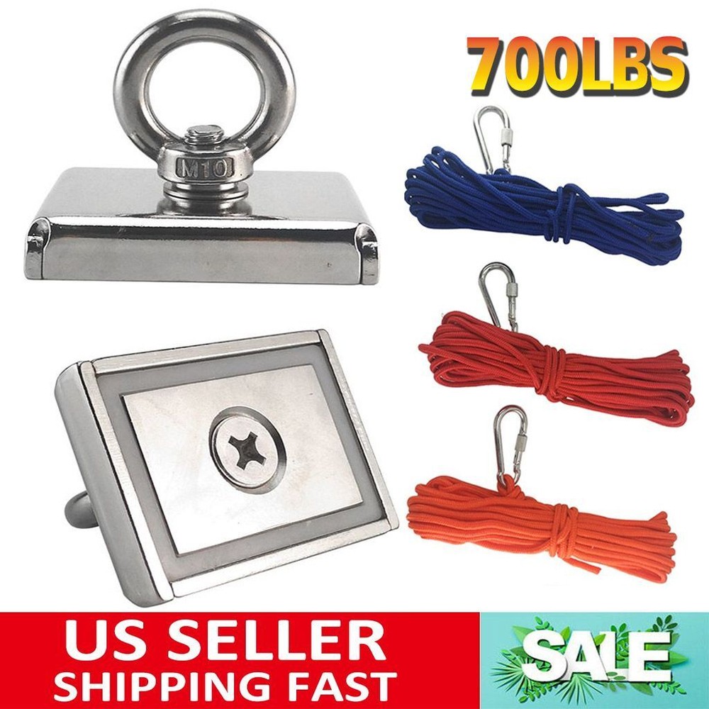 700LBS Fishing Magnet Kit Strong Neodymium Pull Force Treasure Hunt OR Rope N52