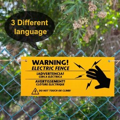 Blulu 8 Pieces Electric Fence Warning Signs 10 10×4 inches, yellow and black