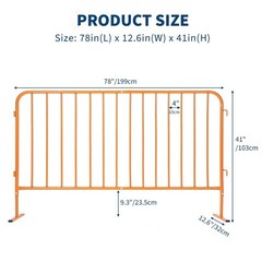 7.5ft Heavy Duty Interlinked Steel Safety Barricade Portable Metal Crowd Control