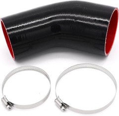 45° Silicone Elbow Coupler Hose, 3″ to 3.5″, 4″ Length, Includes 2 Clamps