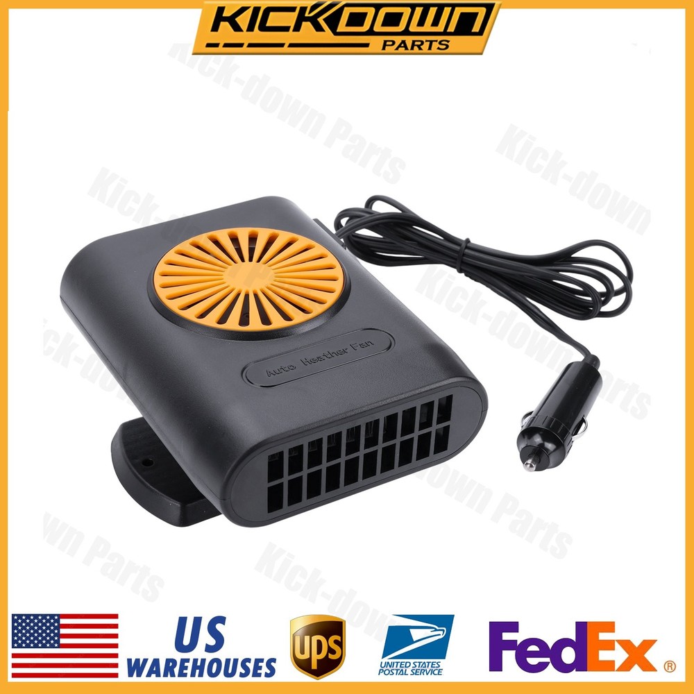 1x New 200W 12V Car Heater Cooling Fan For Windshield Defrosting – Orange/Black