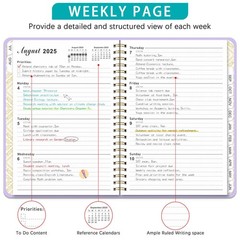 Jul 2025 -Jun 2026 Daily Planner, Spiral Notebook, Appointment Book, Calendar…