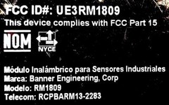 Banner DX80N9X1W-CM1L Sure Cross Remote Control Unit 19336P UE3RM1809 XL-205F