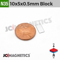 10mm x 5mm x 0.5mm N35 Small Strong Rare Earth Neodymium Thin Magnet Blocks