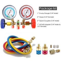 R-134A R-22 R-12 HVAC A/C Manifold Gauge Set Air Refrigeration Recharge Kit Y4Z7