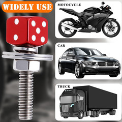 4Pcs Red Dice License Plate Frame Screws – Universal Fastener Kit for Car, Van,