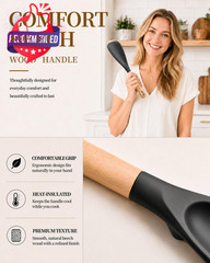 Cooking Spoon, Nonstick Safe Silicone Spatula With Long Wooden Handles, Heat