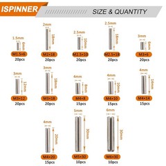 220pcs Roll Pin Set, Stainless Steel Slotted Spring Pin Assortment Kit M1.5 M2