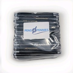 100 Misprint Rubber Grip Click Pens MARDI GRAS Hub Pen Bulk Lot BLACK