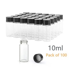 100PCS 10ml Clear Glass Vials Borosilicate Glass Vials Sample Vials w/ Screw Cap
