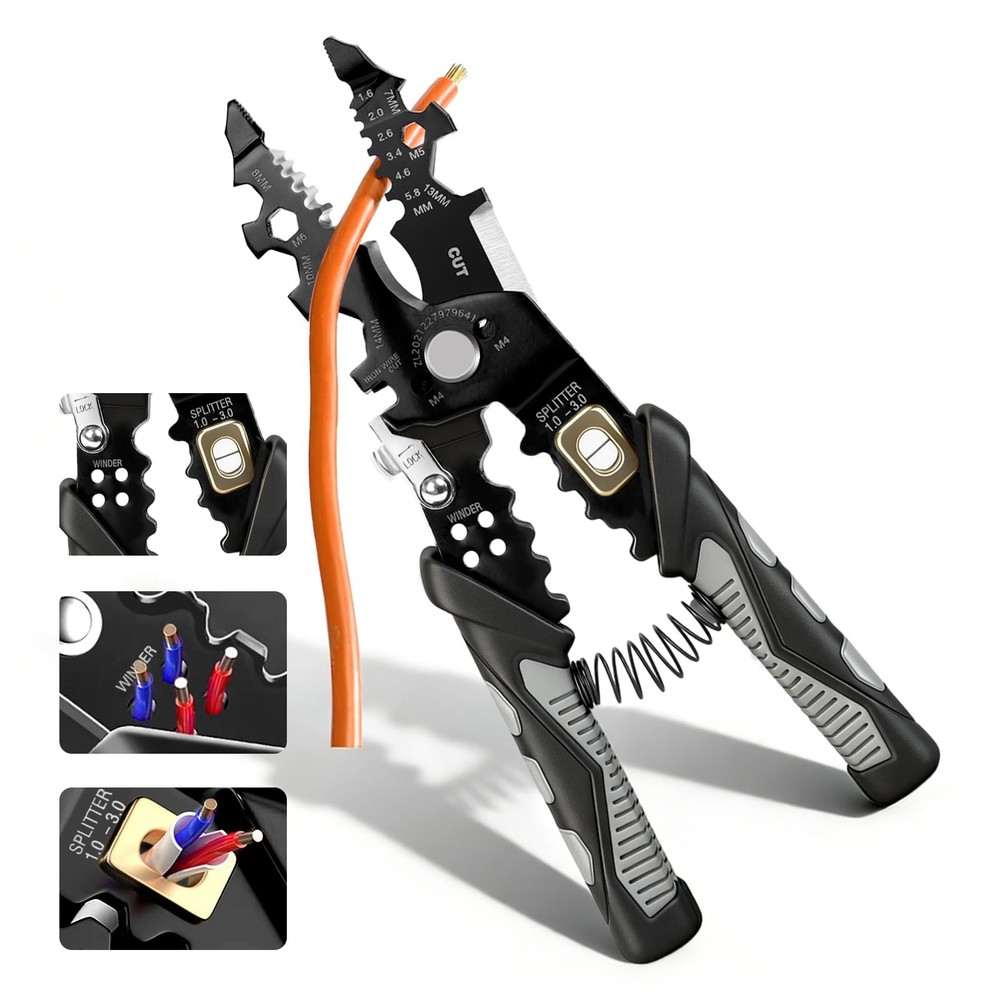 25-in-1 Multifunctional Wire Stripper for Cutting Crimping 16 AWG to 6 AWG