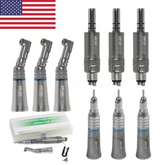 Dental Slow Speed Handpiece 4-Hole Contra Angle Straight Air Motor Kit Latch
