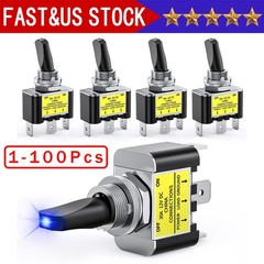 Blue LED Light 3Pin Rocker Toggle ON/Off Switch 30A 12V for Car Boat Marine Lot