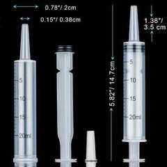 4 Pack 20ml & 60ml Plastic Syringe, Large Syringes Without Needle for Scientific