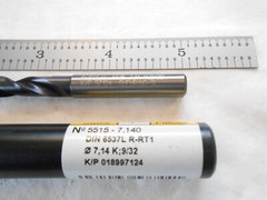 NEW GUHRING SOLID CARBIDE 5XD, HP DRILL 9/32″ CUT DIA X 53MM FL X 91MM OAL FIREX