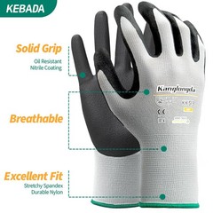 Foam Nitrile Coated Work Gloves, 3 Pairs Nylon Gloves with Grip, Ideal for Pa…