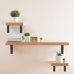 4 Pack Heavy Duty Floating Shelf Brackets, Black Metal L Wall Brackets, DIY I…