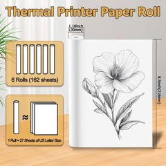 6 Rolls Thermal Paper 8.5” x 11” for Thermal Printer, Compatible with A285M/ N