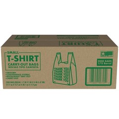 2 PACKS- Small T-Shirt Carry-Out Bags, 7″ x 5″ x 15″ (2000 ct.)