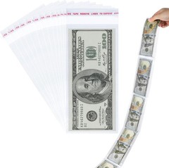 100Pcs Cake Money Box Transparent Bag Clear Paper Money Currency Sleeves Self…