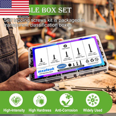 230PCS #8 Self Tapping Screws,410 Stainless Steel Self Tapping Screws for Metal,